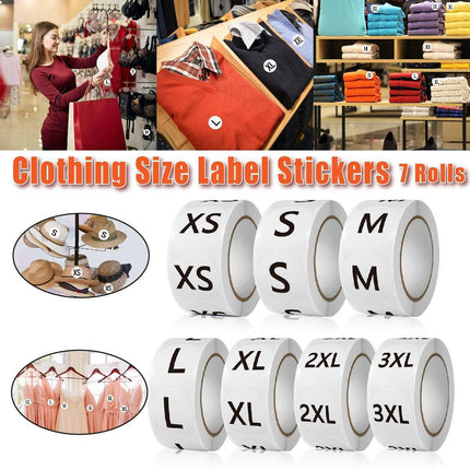 7 Rolls Clothing Size Label Sticker 1Inch Round Size Sticker Labels Self Adhesive