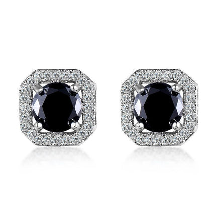 1 Pair Brilliant Square Cut Cubic Zirconia Stud Earrings Stainless Steel E135 7Clours - Aimall