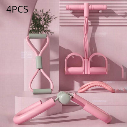 4pcs Pink Yoga Fitness Equipment for Home Workout Stretching and Exercise