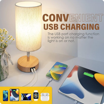 3-Speed Dimmable Bedside Table Lamp Touch Control Modern Nightstand Light