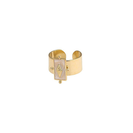 Female Titanium Steel Ring with Natural Stone Fashion Jewellery Women