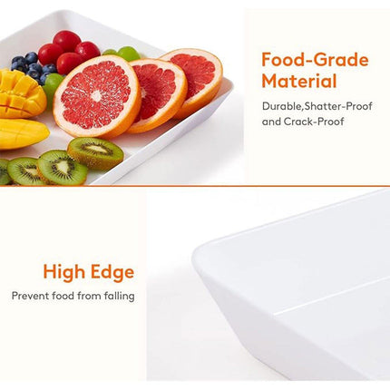 Rectangular White Plastic Deli Display Tray Dishes Serving Platter Food Plate