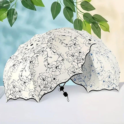 Folding Umbrella Triple Fold Sunshade Rainproof UV Protection Compact Umbrella