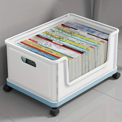 Under Desk Book Storage Box with Wheels Movable Classroom Student Organiser Rack