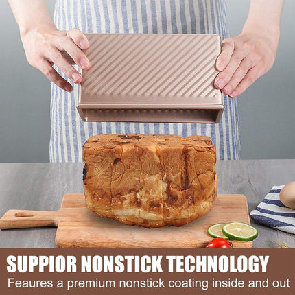 Golden Toast Bread Box with Lid Non Stick Baking Mould for Oven Kitchen Tools