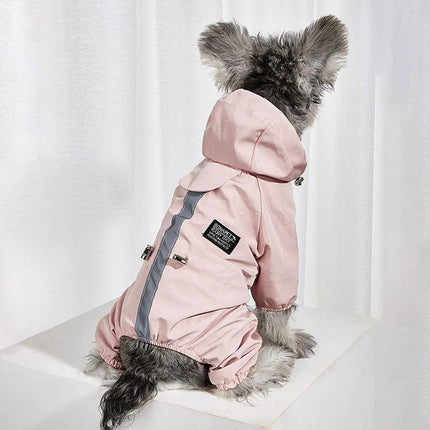 Outdoor Reflective Waterproof Dog Raincoat Breathable Four Legged Pet Jacket