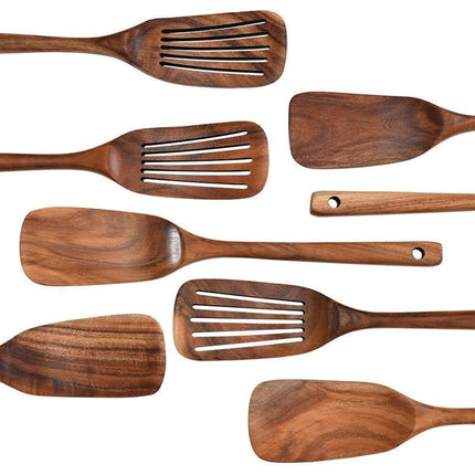 2pcs Wooden Frying Spatula Long Handle Stir Fry Spatula Kitchen Cooking Utensils