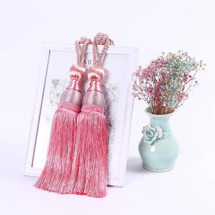 1pair Curtain Tiebacks Hanging Balls Tassel Rope Decorative Curtain Holders