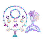 Girls Mermaid Fishtail Jewelry Set Necklace Bracelet Shell Earrings Ring Gift