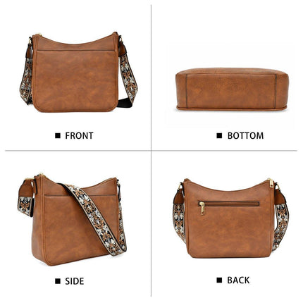 Retro Large Capacity Colorblock Shoulder Crossbody Bag Strap Multi-functional