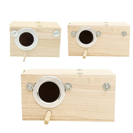 Wooden Nest Bird Breeding Box Parakeet Parrot Cockatiel Cage Nesting House S M L - Aimall