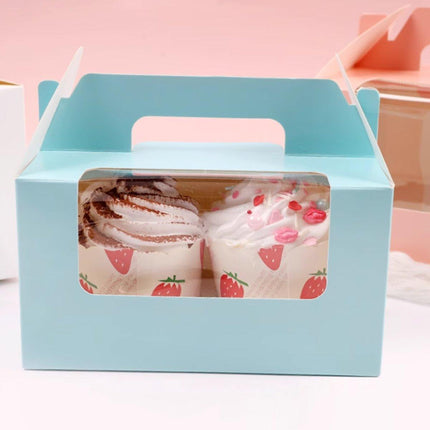 25pcs Portable Cupcake Packaging Box with Transparent Window for Easy Opening