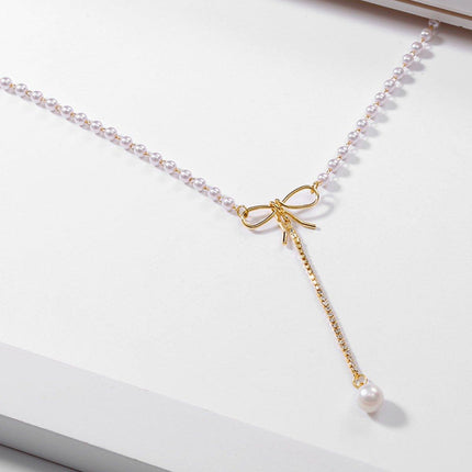 Bow Tie Short Necklace for Women Collarbone Chain Fashion Jewelry Elegant Gift