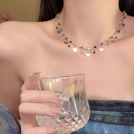 Colorful Butterfly Necklace Women Summer Fashion Exquisite Collarbone Chain