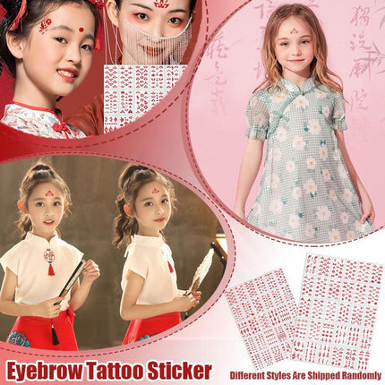 Chinese Forehead Stickers Waterproof Face Tattoo Eyebrow Makeup Decal Children - Aimall