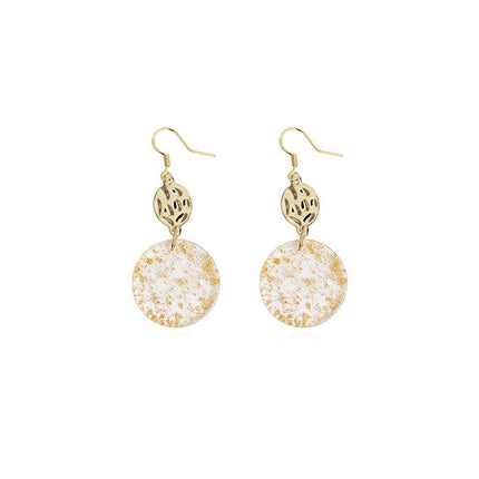 Chinese Vintage Acrylic Round Pendant Long Earrings Fashion Jewelry for Women