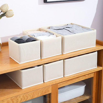 6Piece Set Foldable Non-woven Underwear Bra Socks Storage Box Drawer Organizer