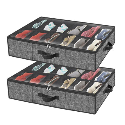 2pcs Underbed Shoe Storage Boxes Closet Organizer for Shoes Space Saving Storage