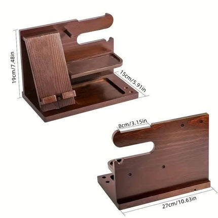 Wooden Mobile Phone Holder Desk Organizer Multifunctional Storage Shelf Stand