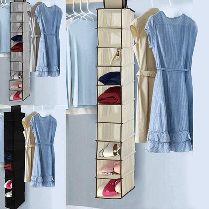 10 Tier Clothes Organiser Wardrobe Hanging Storage Closet Shoes Hanger Bag AU - Aimall