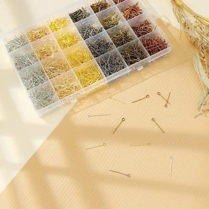 2400PCS Gold-Plated Silver-Plated Jewelry Making T-Pin Nine-Pin Set Accessories