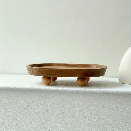 Wooden Oval Tray Multifunctional Dinner Plate Food Dish Ornaments Key Storage