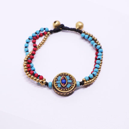 Ethnic Style Handmade Bracelet Color Stone Sky Bead Fashion Round Bead Bracelet