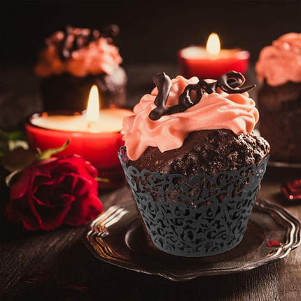 25x Laser Cut Cupcake Wrappers Filigree Case Wedding Baby Party Many Colour - Aimall