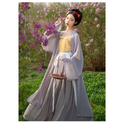 Hanfu Grey Beizi Coat Traditional Chinese Outerwear for Spring and Summer