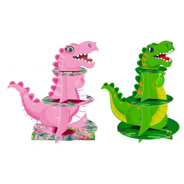 3 Tier Cartoon Dinosaur Party Cake Display Stand Dessert Cupcake Rack Holder