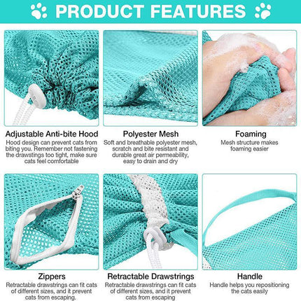 Cat Supplies Washing Bags for Pet Bathing Nail Trimm Mesh Cat Grooming Bath Bag - Aimall