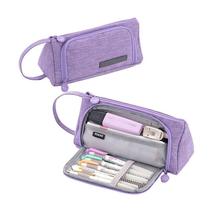 Large Capacity Student Canvas Pencil Case Pencil Bag Multi-functional Cute - Aimall