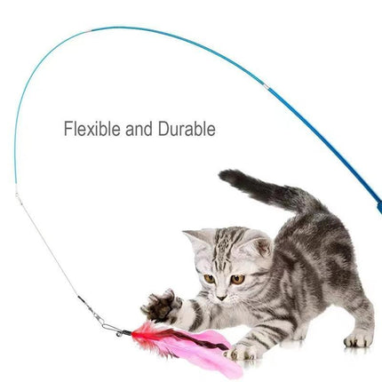 12PCS Kitten Cat Feather Toy Bell Wand Teaser Rod Interactive Play Pet Toys Gift - Aimall