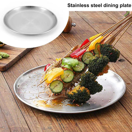 6pcs Stainless Steel Round Dinner Plate Tray Set for Home Kitchen Serving Plates