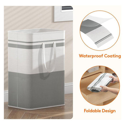Foldable Canvas Laundry Basket for Dirty Clothes Storage Bag Hamper Organizer