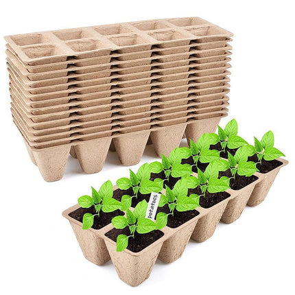 250x 10Grids Nursery Pots Biodegradable Paper Pulp Cup Garden Plant Nursery Tray - Aimall