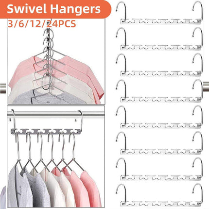Clothes Hanger Space Saving Hook Folding Wardrobe Multipurpose Rack Coat Pants