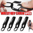 4PCS Black Keychain with Dual Rings Stainless Steel Belt Clip Wear Belt Buckle