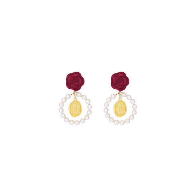 Elegant Velvet Rose Flower Earrings for Women Winter Autumn Fashion Jewelry