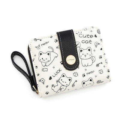 Cute Kitten Wallet Zipper Coin Purse for Girls Women Card Holder Student Style