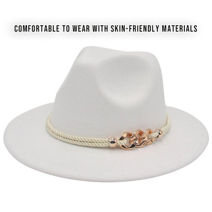 Jazz Hat Autumn Winter Retro Large Brim Hat for Men and Women Stylish Headwear