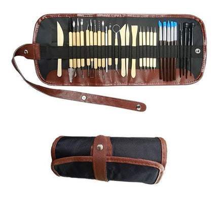 30PCS Clay Sculpting Carving Pottery Tool Set Bag Kit Modelling DIY Sculpture - Aimall