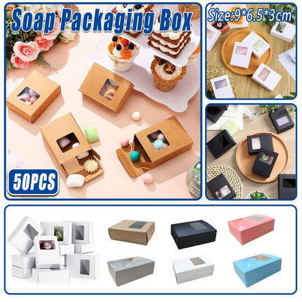 50X Soap Packaging Boxes Paper Box Kraft Window Rectangular