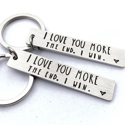 I Love You More The End I Win Stainless Steel Couple Keyring Keychain Gift Funny - Aimall