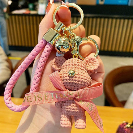 Rabbit/Bear Doll Accessories Car Key Ring Keyring Ornaments Bear Keychain - Aimall
