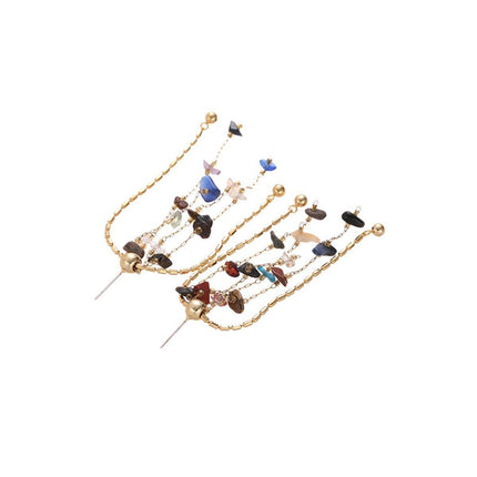 Fashion Earrings Colourful Natural Stone Tassel Earrings Women Jewelry Gift