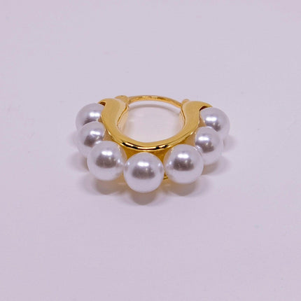 Pearl Hoop Earrings for Women Simple Fashion Brass Unique Statement Jewelry