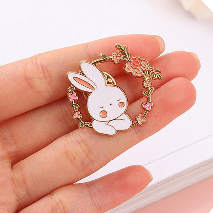 Lovely White Bunny Rabbit Ears Metal Pin