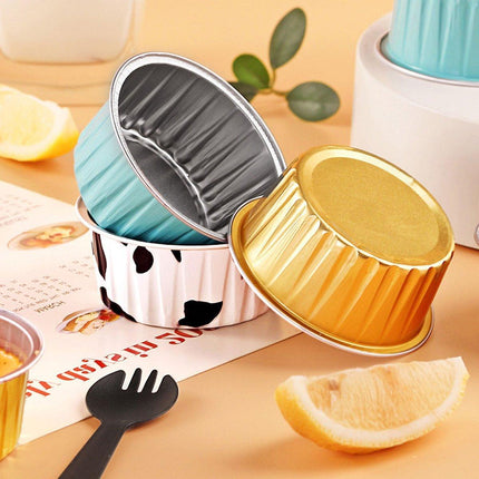 100Pcs Cake Tools Pudding Cake Aluminum Foil Baking Cups Cupcake Cup with Lids