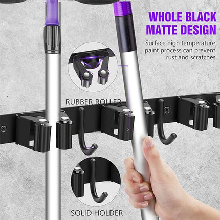 Punch-free Wall Mounted Mop Rack Nail-free Storage Rack Multi-use Mop Holder